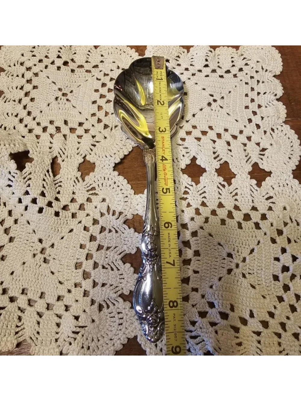 Vintage  Louisiana Oneida Community Flower Scalloped Serving Replacement Spoon